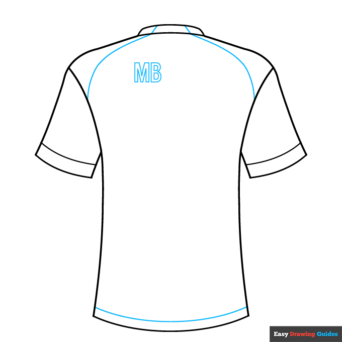 Mbappe Real Mandrid Jersey step-by-step drawing tutorial: step 4