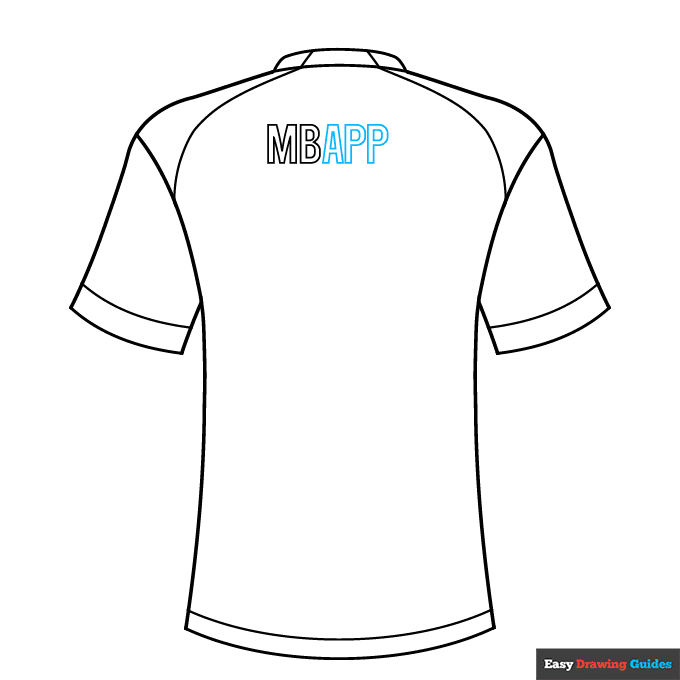 Mbappe Real Mandrid Jersey step-by-step drawing tutorial: step 5