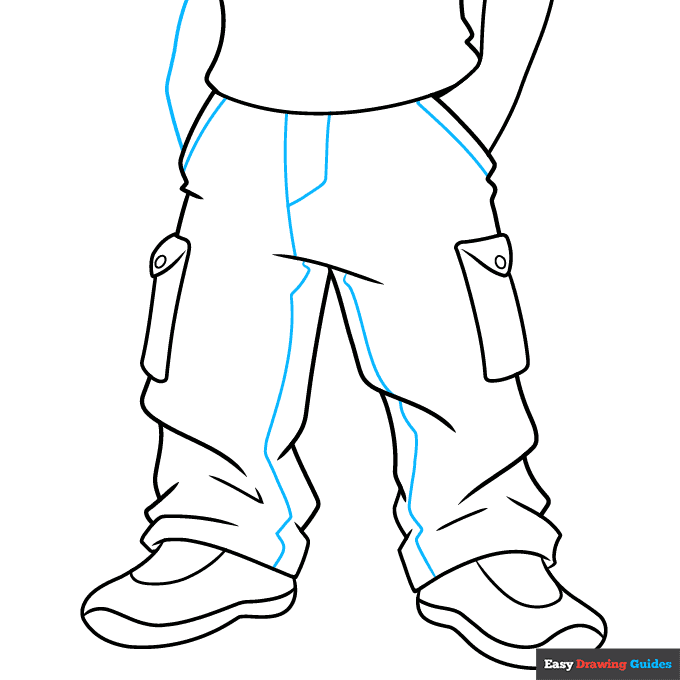 Baggy Pants step-by-step drawing tutorial: step 7