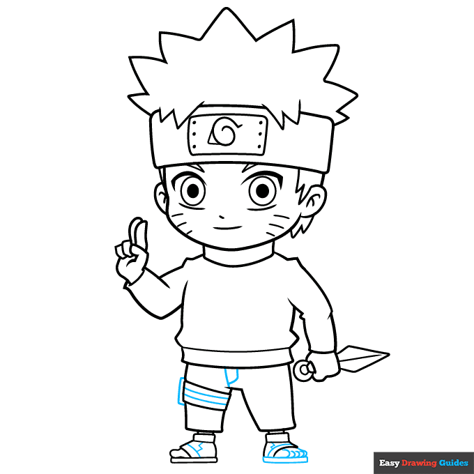 Chibi Naruto step-by-step drawing tutorial: step 8