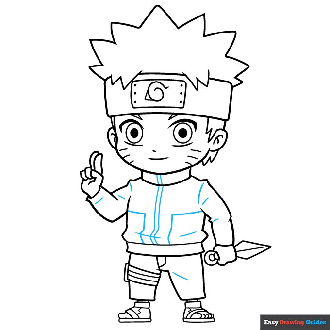 Chibi Naruto step-by-step drawing tutorial: step 9