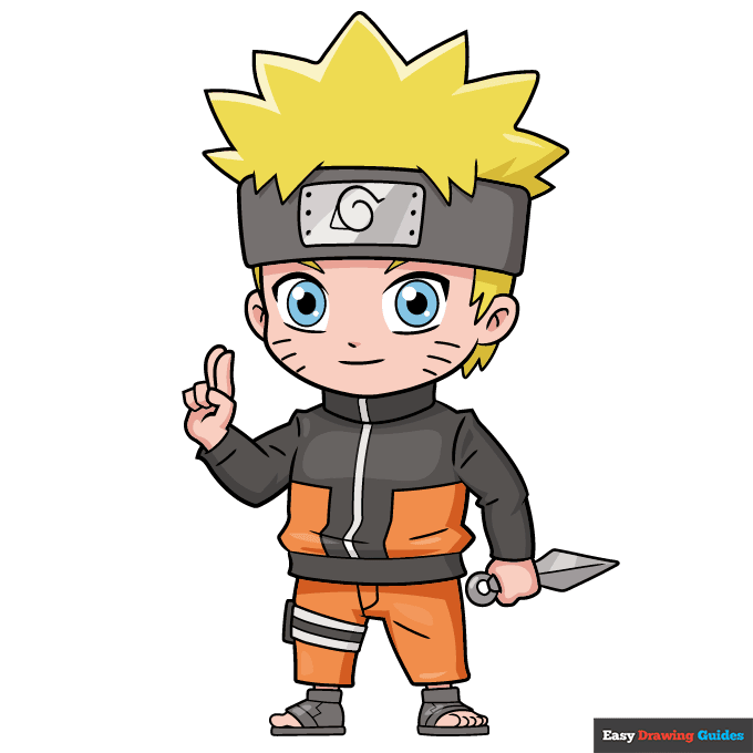 Chibi Naruto step-by-step drawing tutorial: step 10
