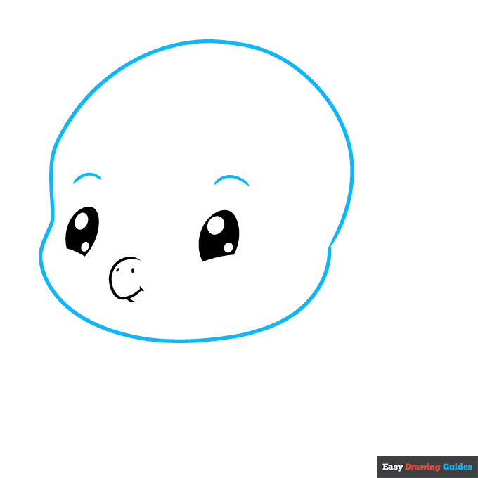 Chibi Turtle step-by-step drawing tutorial: step 2