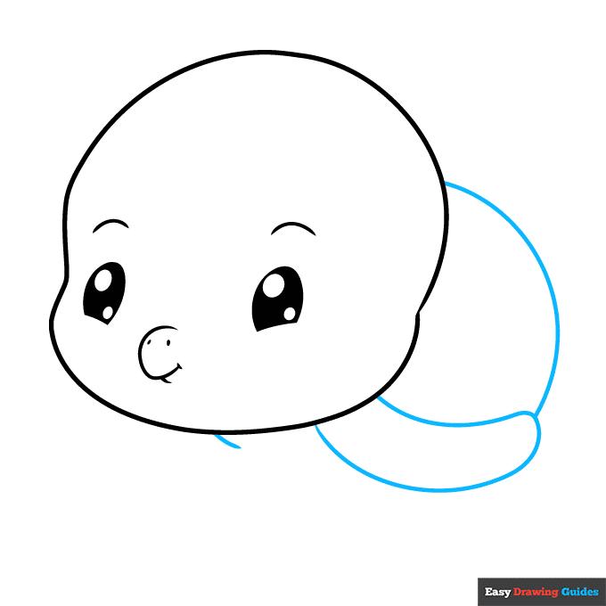 Chibi Turtle step-by-step drawing tutorial: step 3