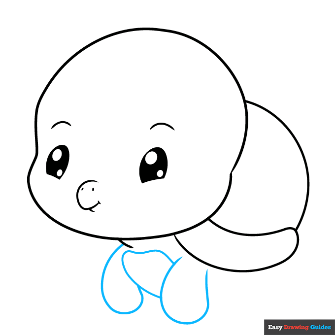 Chibi Turtle step-by-step drawing tutorial: step 4