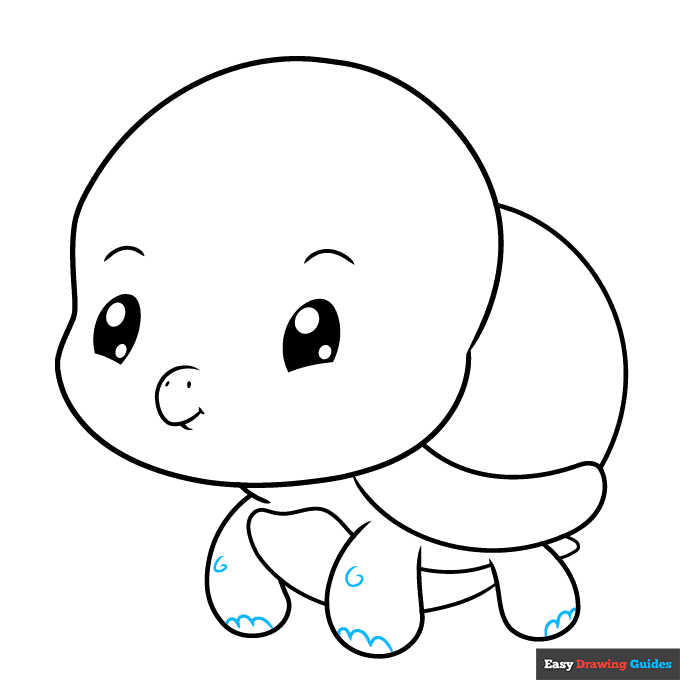 Chibi Turtle step-by-step drawing tutorial: step 6