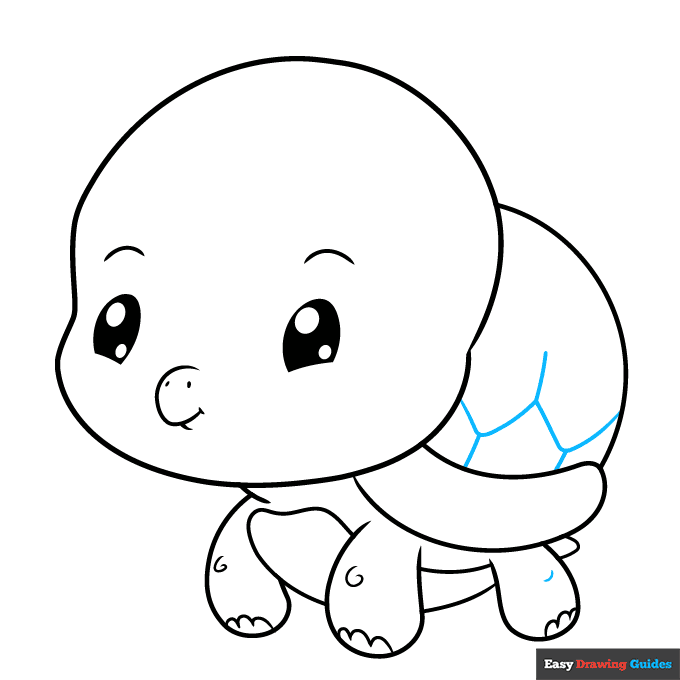 Chibi Turtle step-by-step drawing tutorial: step 7