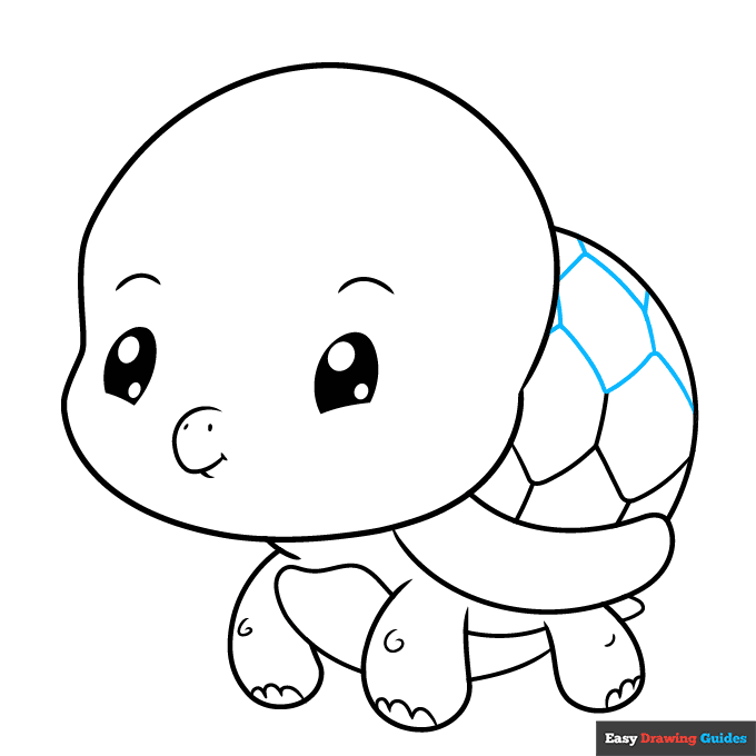 Chibi Turtle step-by-step drawing tutorial: step 8