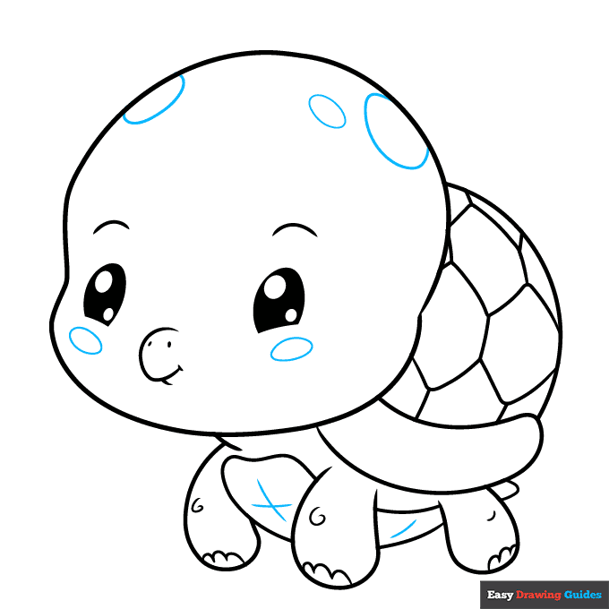 Chibi Turtle step-by-step drawing tutorial: step 9