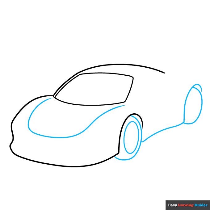 Ferrari step-by-step drawing tutorial: step 2
