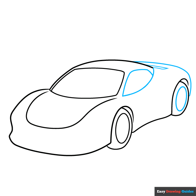 Ferrari step-by-step drawing tutorial: step 3