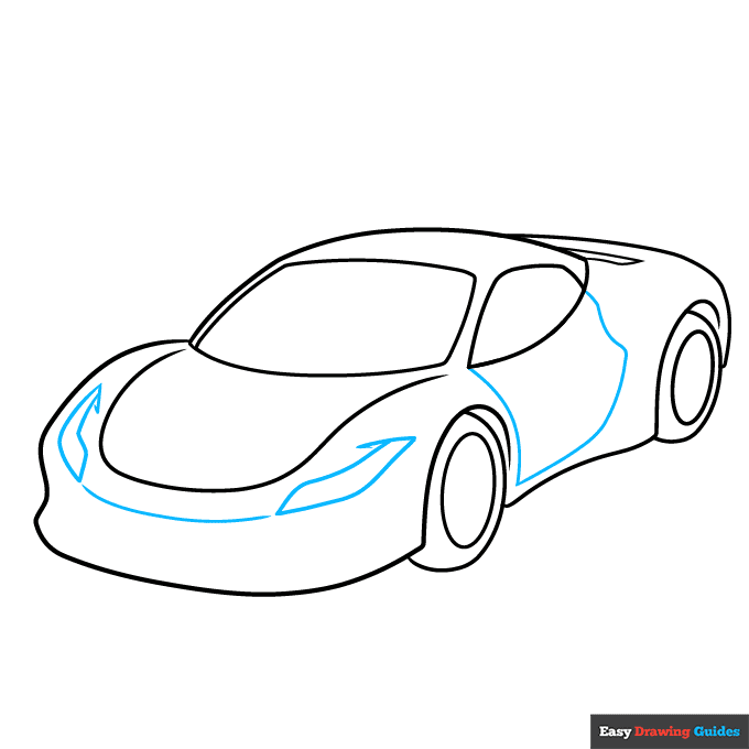 Ferrari step-by-step drawing tutorial: step 4