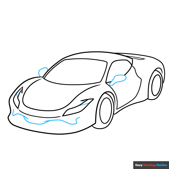 Ferrari step-by-step drawing tutorial: step 5