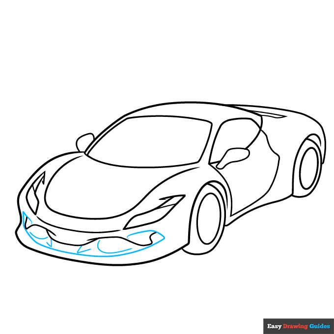 Ferrari step-by-step drawing tutorial: step 6