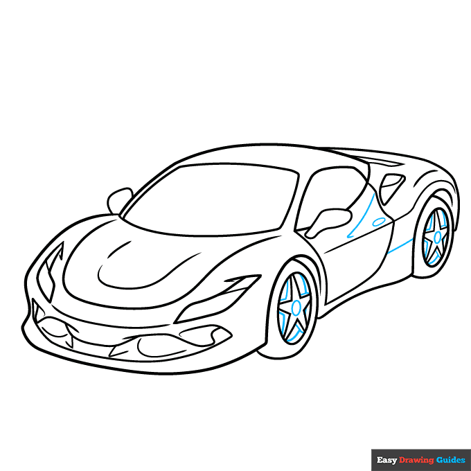 Ferrari step-by-step drawing tutorial: step 8