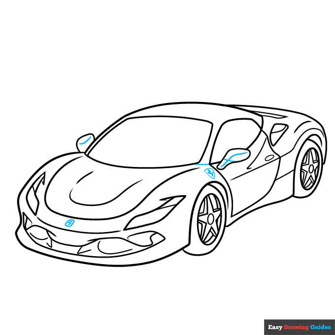 Ferrari step-by-step drawing tutorial: step 9