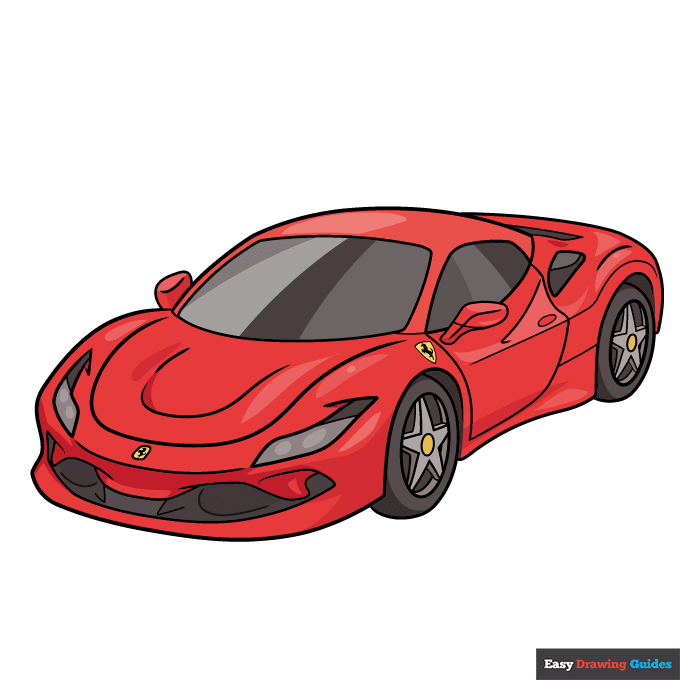 Ferrari step-by-step drawing tutorial: step 10