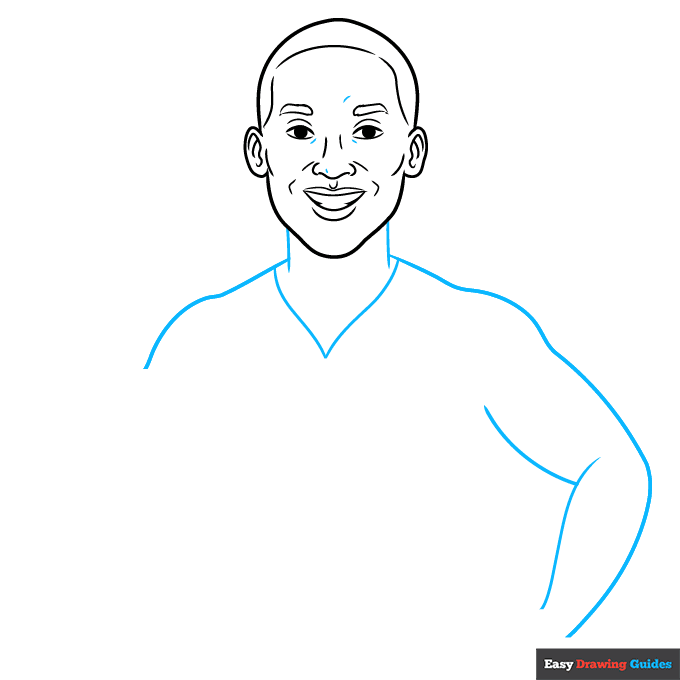 Kobe Bryant step-by-step drawing tutorial: step 4
