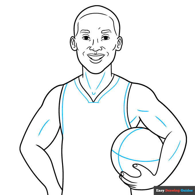 Kobe Bryant step-by-step drawing tutorial: step 7