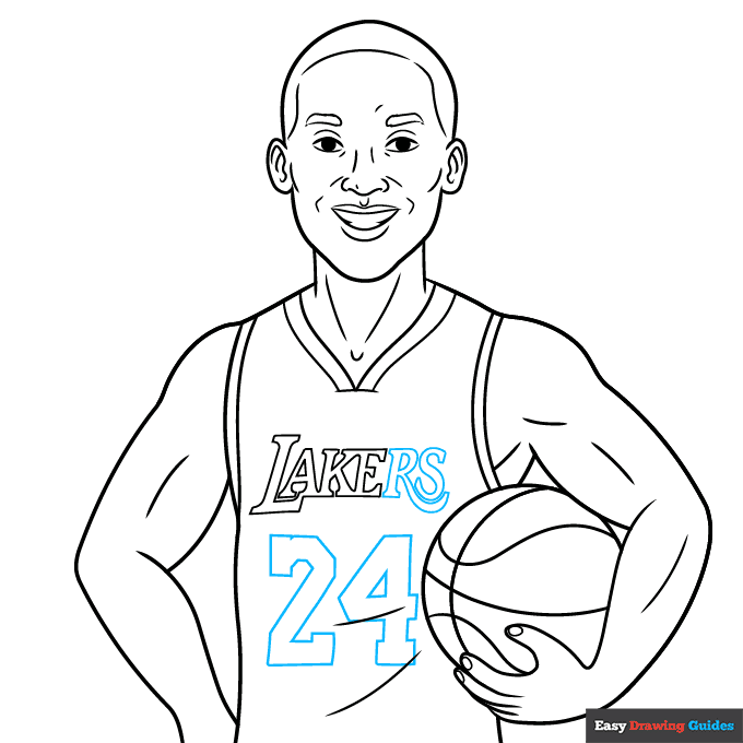 Kobe Bryant step-by-step drawing tutorial: step 9
