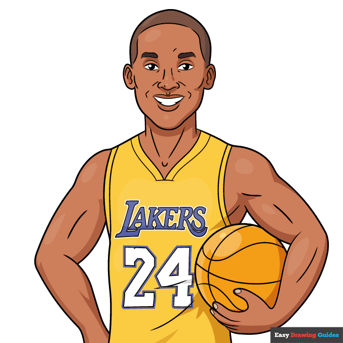 Kobe Bryant step-by-step drawing tutorial: step 10