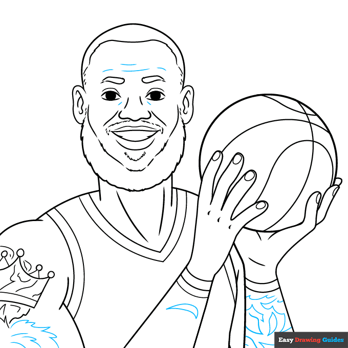 Lebron James step-by-step drawing tutorial: step 8