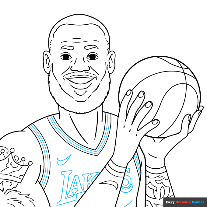 Lebron James step-by-step drawing tutorial: step 9