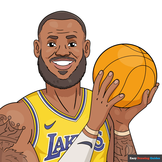 Lebron James step-by-step drawing tutorial: step 10