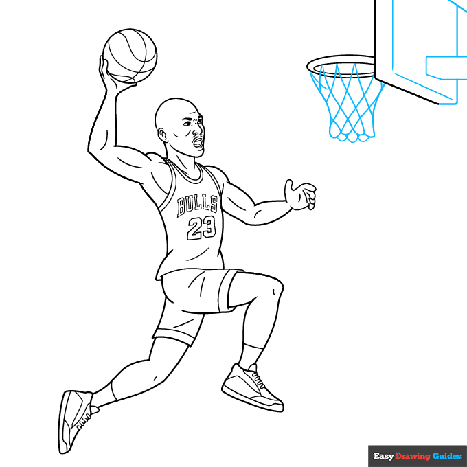 Michael Jordan step-by-step drawing tutorial: step 9