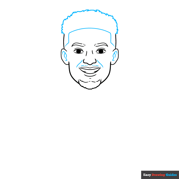 Patrick Mahomes step-by-step drawing tutorial: step 3
