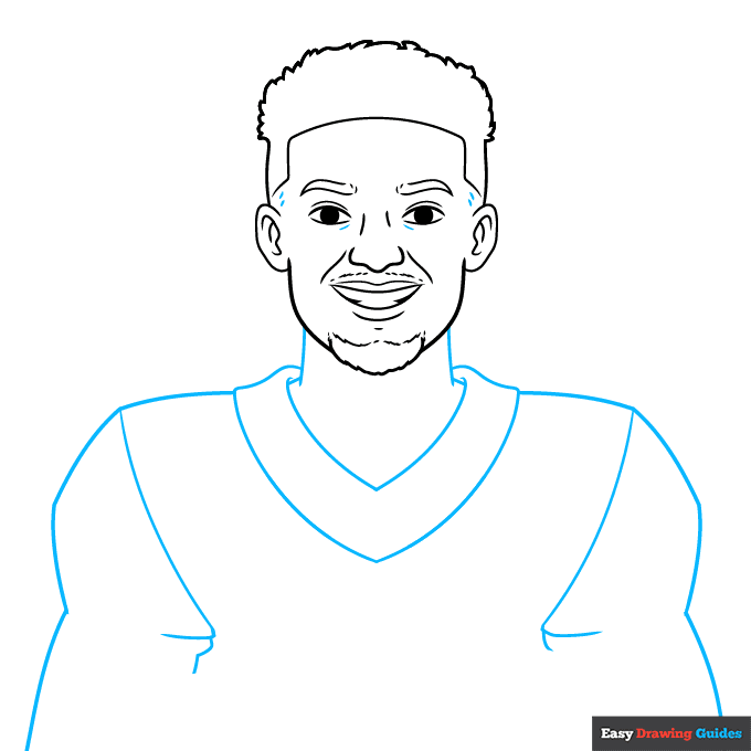 Patrick Mahomes step-by-step drawing tutorial: step 4