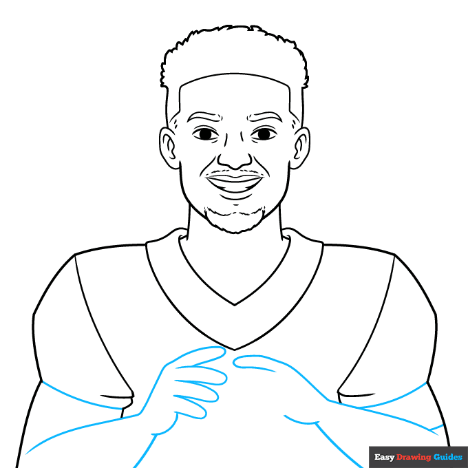 Patrick Mahomes step-by-step drawing tutorial: step 5