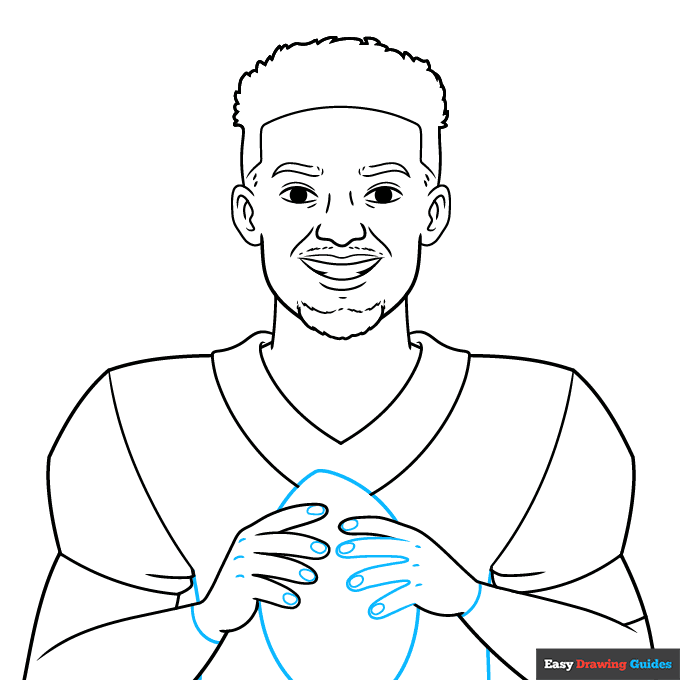 Patrick Mahomes step-by-step drawing tutorial: step 6