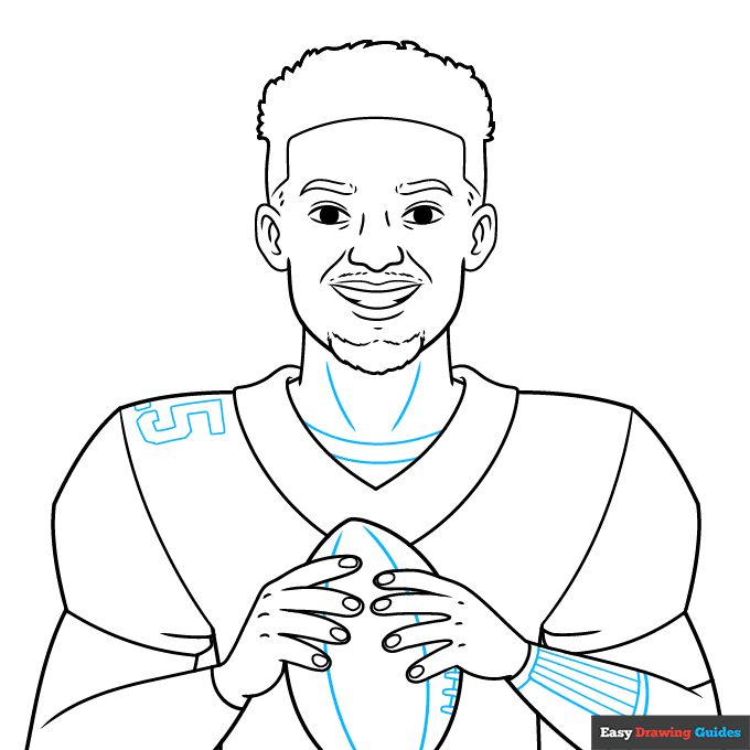 Patrick Mahomes step-by-step drawing tutorial: step 7