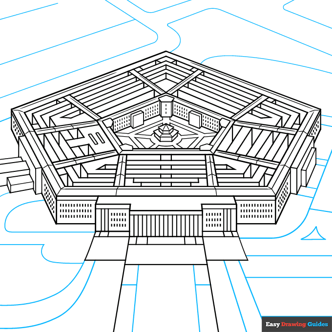 Pentagon step-by-step drawing tutorial: step 9