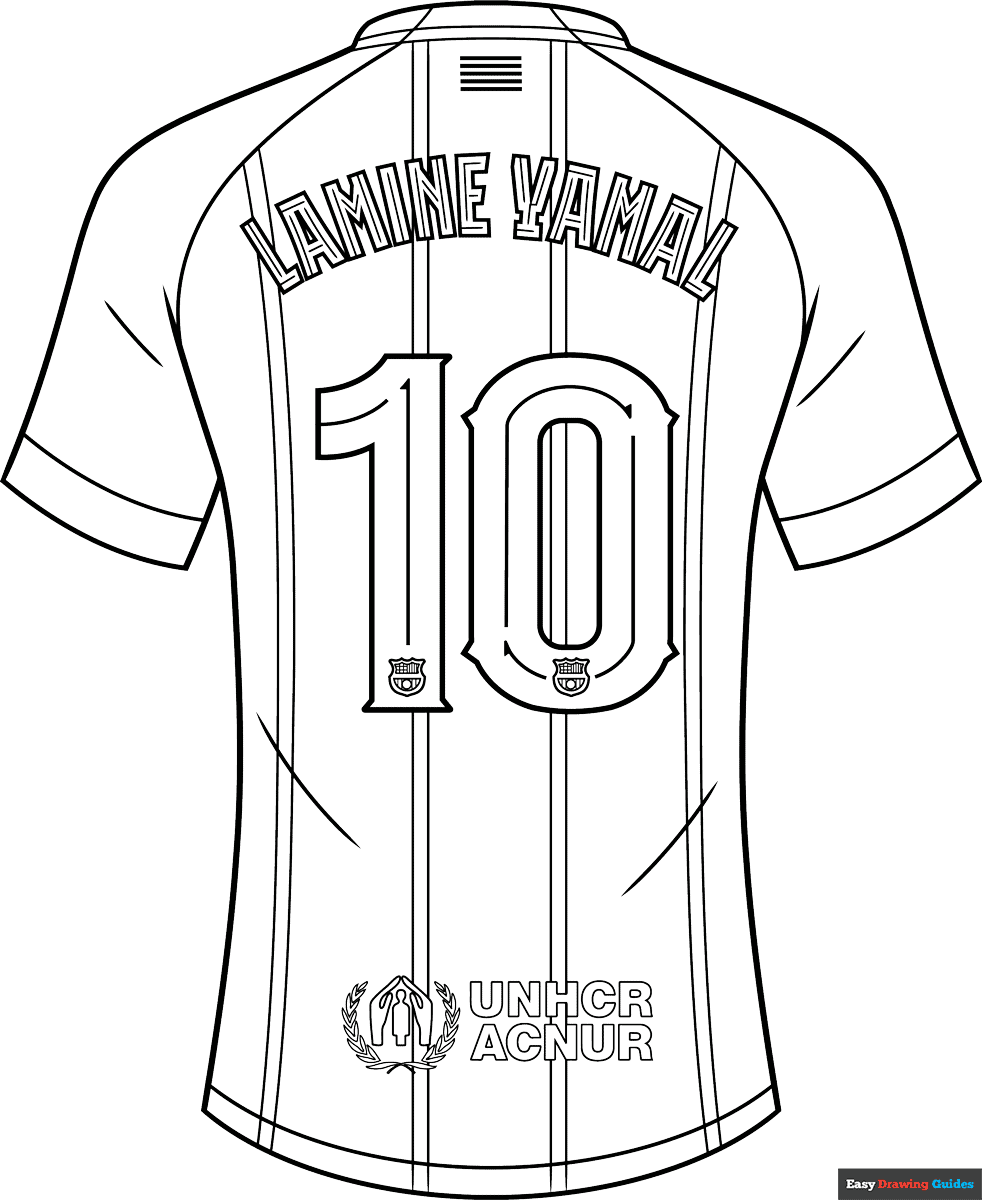 Free printable lamine yamal barcelona jersey coloring page
