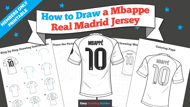 How to Draw a Mbappe Real Madrid Jersey Printable Thumbnail