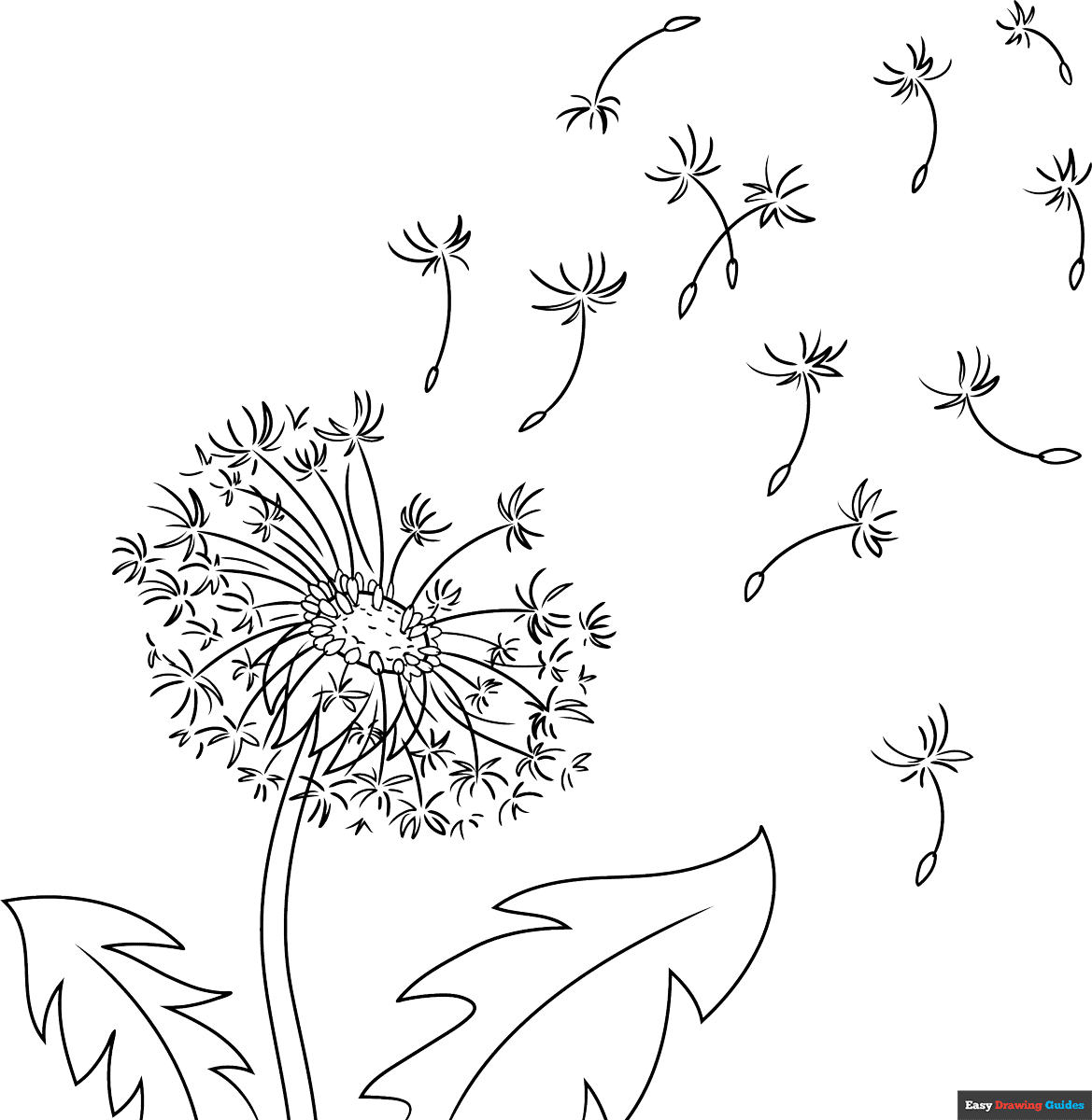 Free printable dandelion puff coloring page
