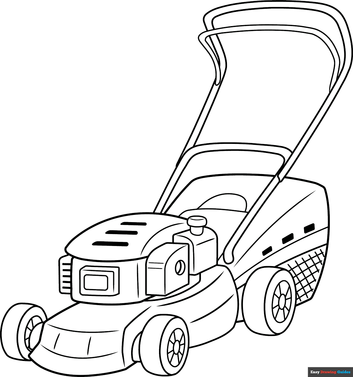 Free printable lawn mower coloring page