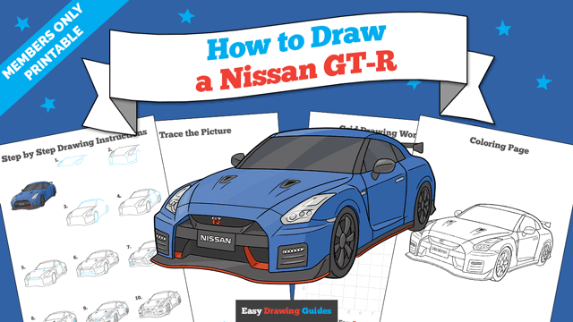 How to Draw a Nissan GT-R Printable Thumbnail