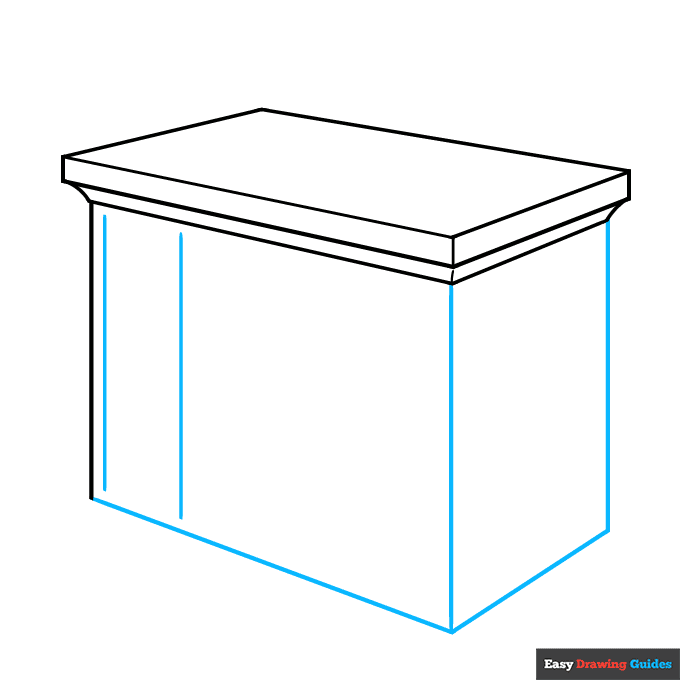 Cabinet step-by-step drawing tutorial: step 3