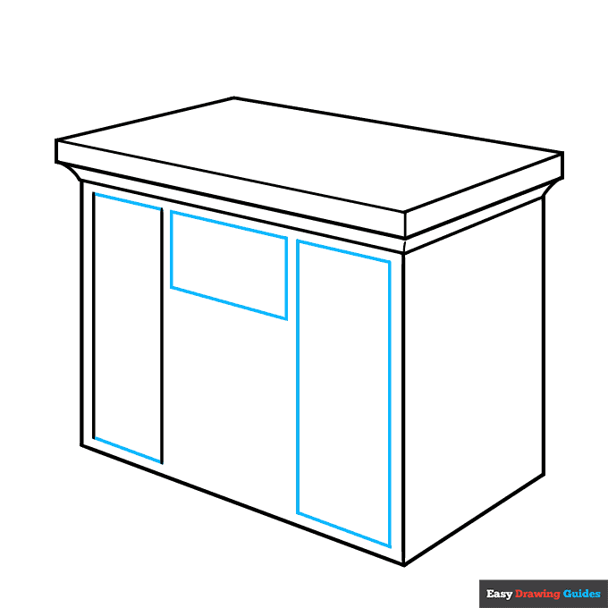 Cabinet step-by-step drawing tutorial: step 4