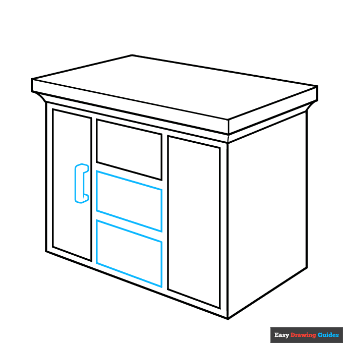 Cabinet step-by-step drawing tutorial: step 5