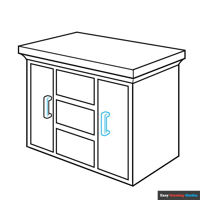 Cabinet step-by-step drawing tutorial: step 6