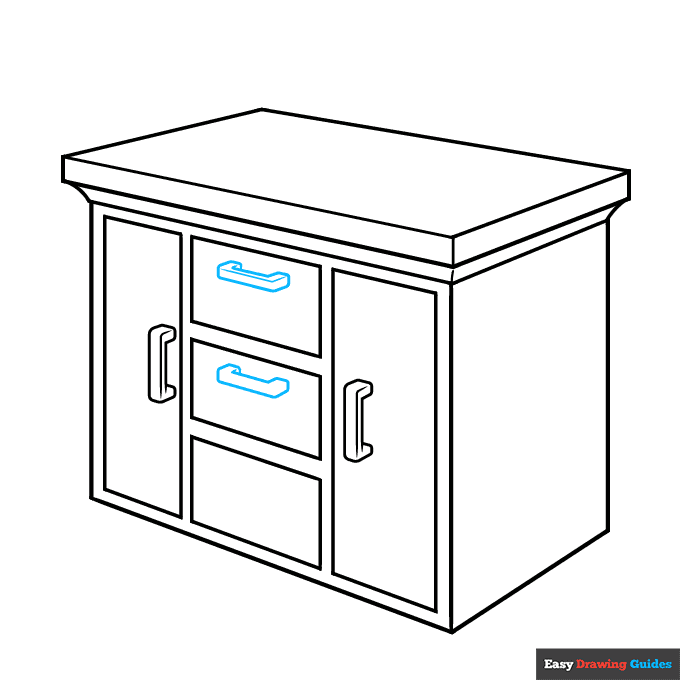 Cabinet step-by-step drawing tutorial: step 7