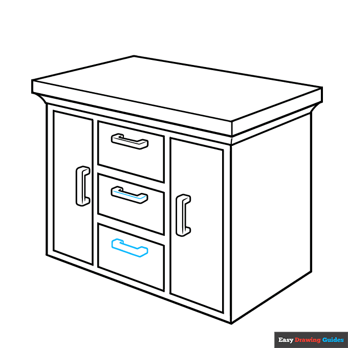 Cabinet step-by-step drawing tutorial: step 8