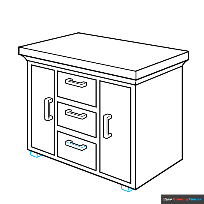 Cabinet step-by-step drawing tutorial: step 9