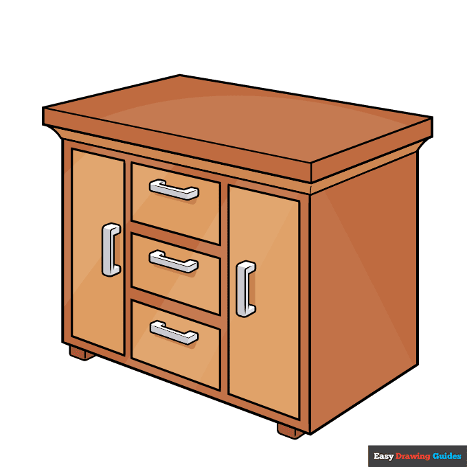Cabinet step-by-step drawing tutorial: step 10