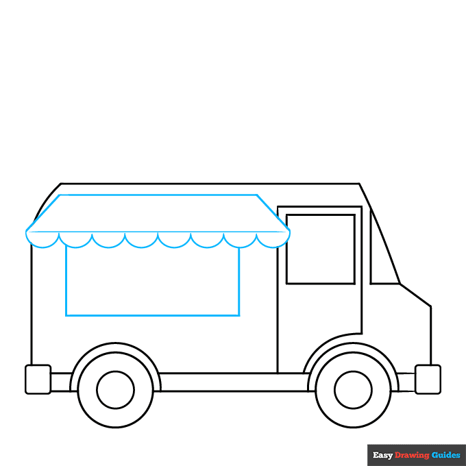 Food Truck step-by-step drawing tutorial: step 3