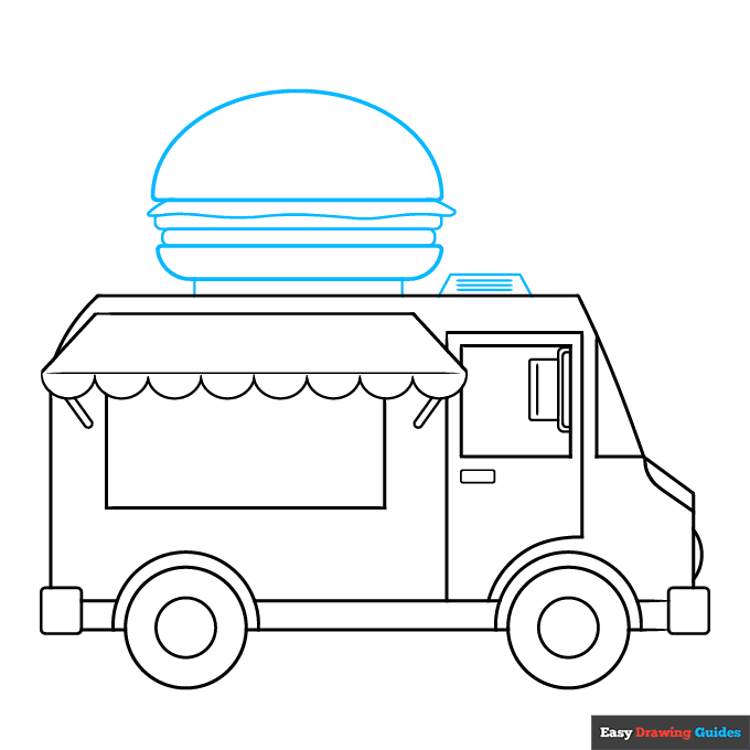 Food Truck step-by-step drawing tutorial: step 5